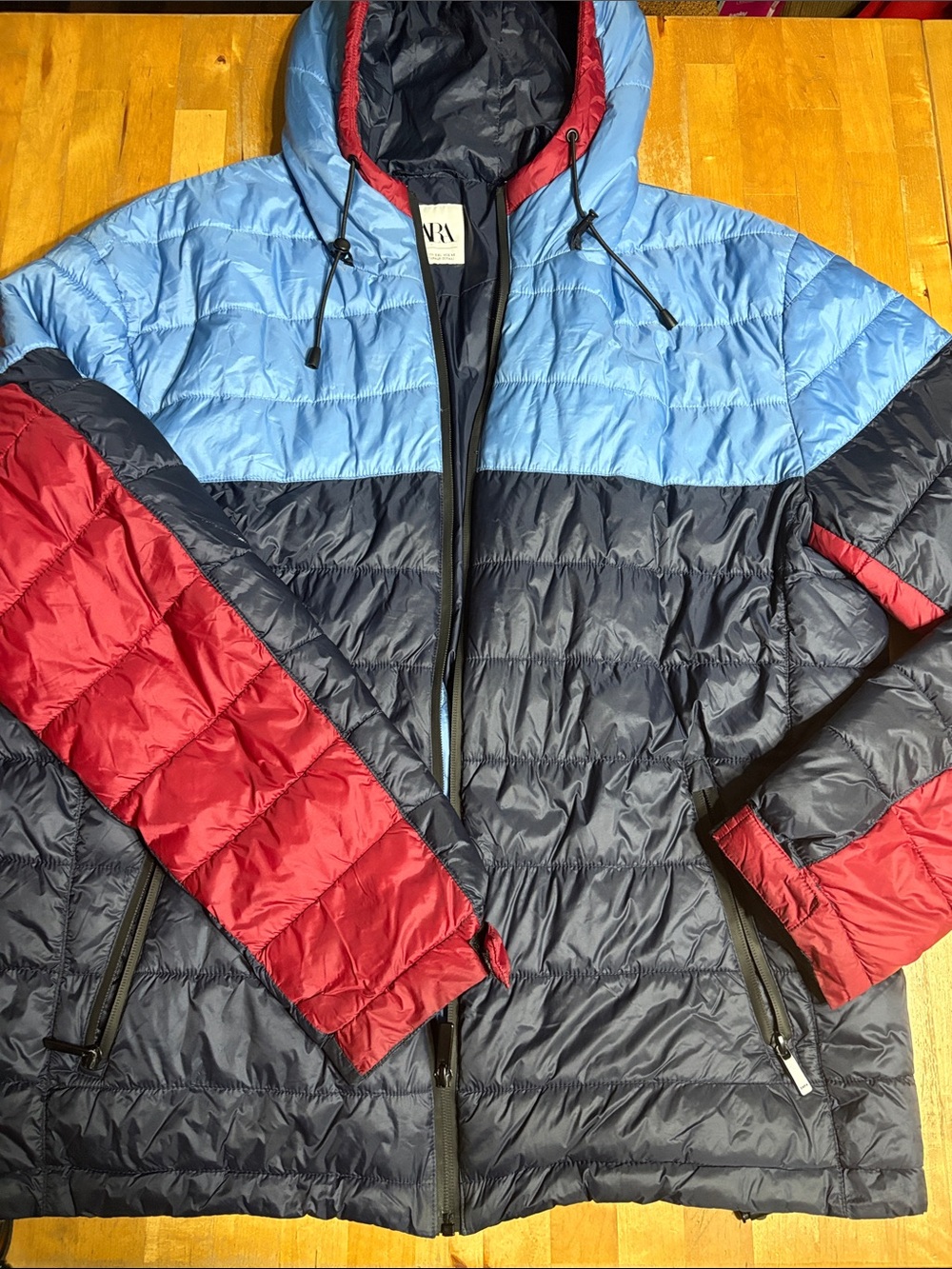 Zara Colorblock Lightweight Puffer Jacket
